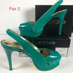 Bebe Women's Sling Back Zahara Peep Toe Pumps